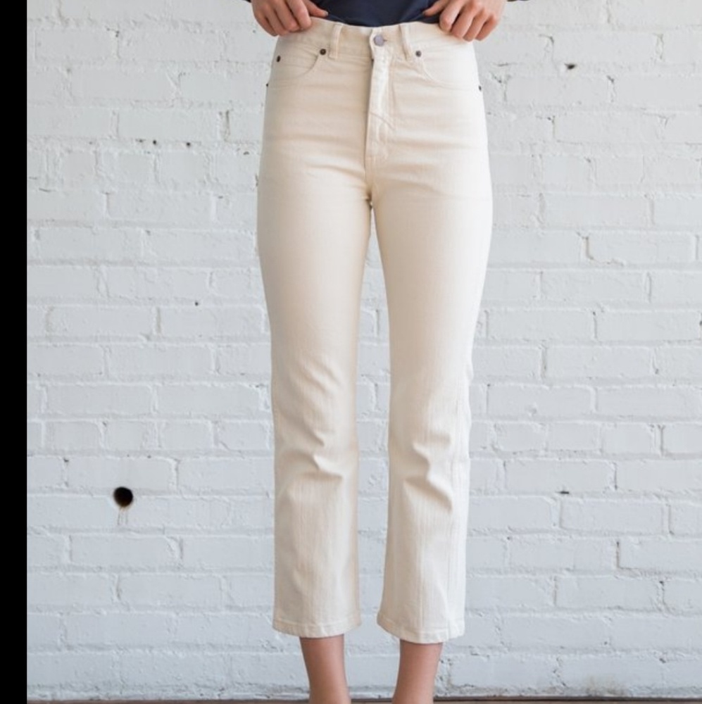 Caron Callahan Joni Jeans Ivory Denim Kick Flare
